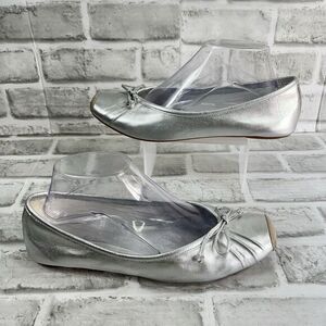 Jessica Simpson Women's 8 Metallic Silver Leather Square Toe Ballet Flats